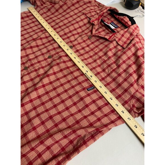 Patagonia Mens Red Plaid Short Sleeve Camp Button Up Shirt sz XXL Organic Cotton - Picture 6 of 14